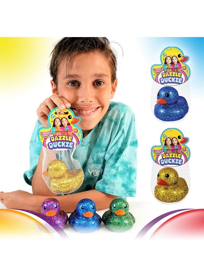 Ja-Ru Glitter Rubber Ducks Metallic Colors 3" (1 Unit Assorted) Rubber Duckies Fidget Toy For Kids Sensory Play Stress Relief Stocking Stuffers Supplies Pinata Filler In Bulk. Plus Sticker. 43431 - Image 3