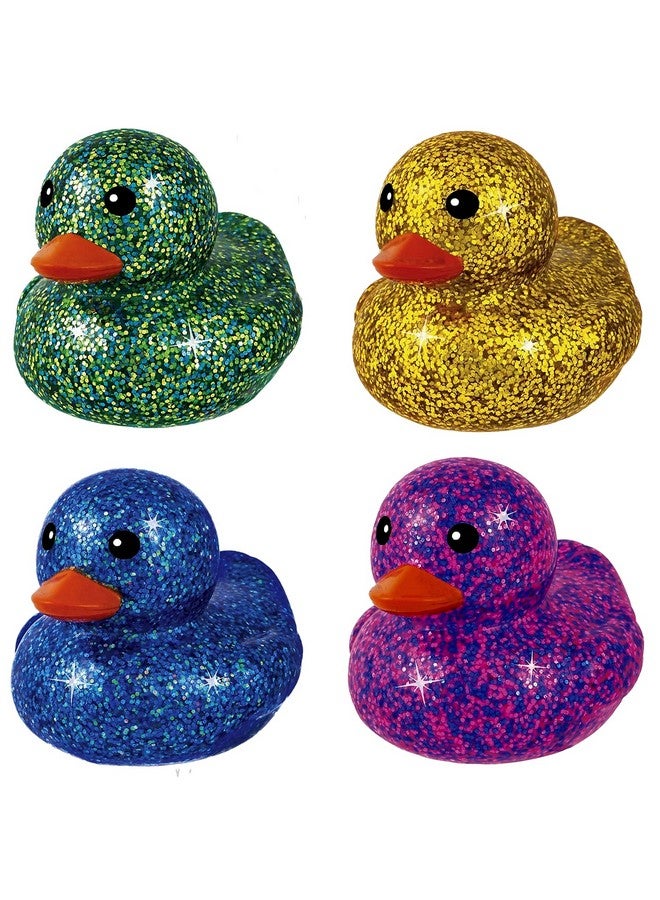 Ja-Ru Glitter Rubber Ducks Metallic Colors 3" (1 Unit Assorted) Rubber Duckies Fidget Toy For Kids Sensory Play Stress Relief Stocking Stuffers Supplies Pinata Filler In Bulk. Plus Sticker. 43431 - Image 4