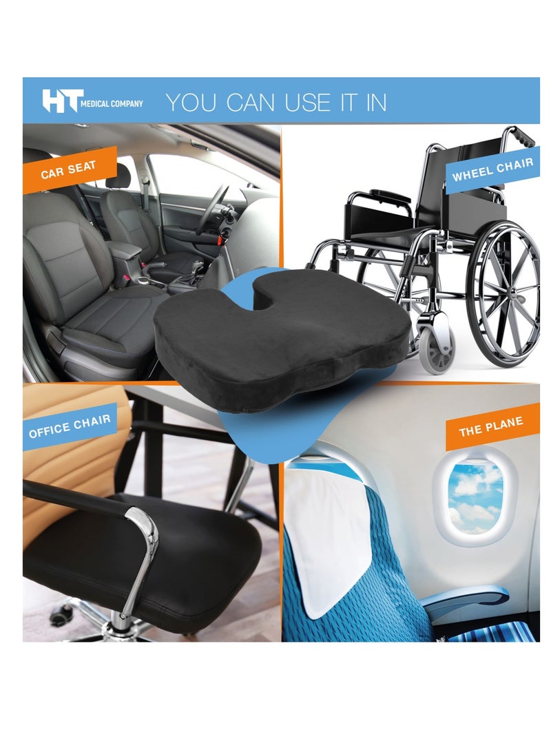 اتش تي وسادة مقعد طبية مضادة للانزلاق لتقويم العظام لجميع الكراسي تخفف الام الناسور و الظهر وعرق النسا وعظم العظام والبواسير، ازرق، فوم المانى - Image 5