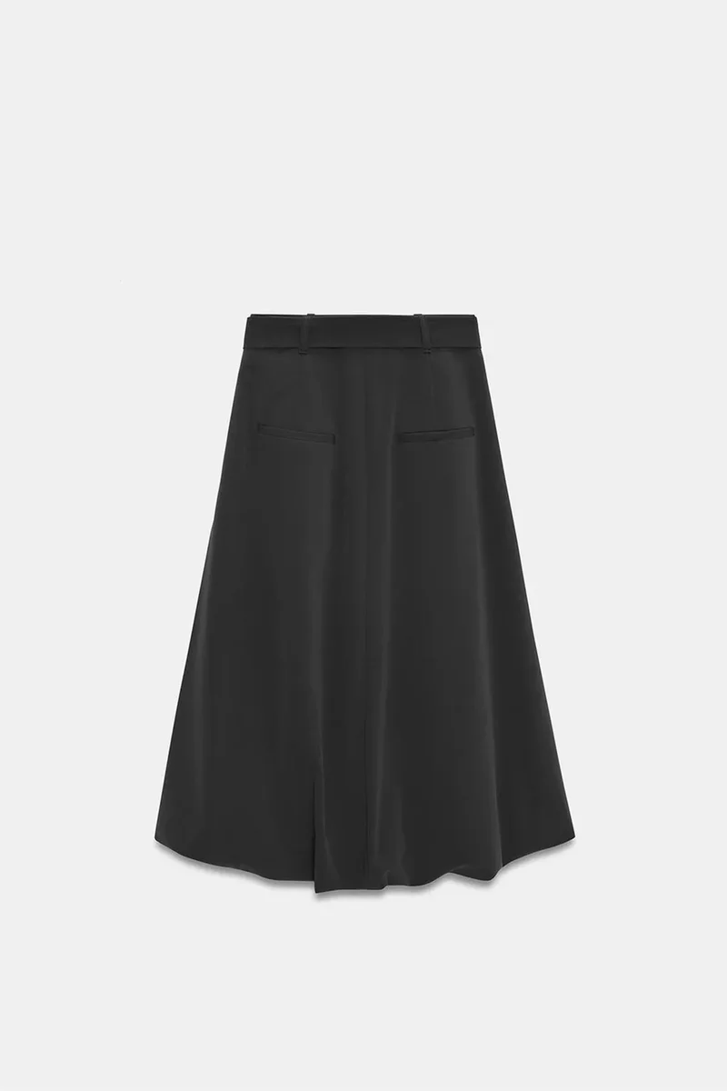 Dilvin Black DILVIN High-waist Belted Midi Balloon Skirt for Women | Best Price UAE