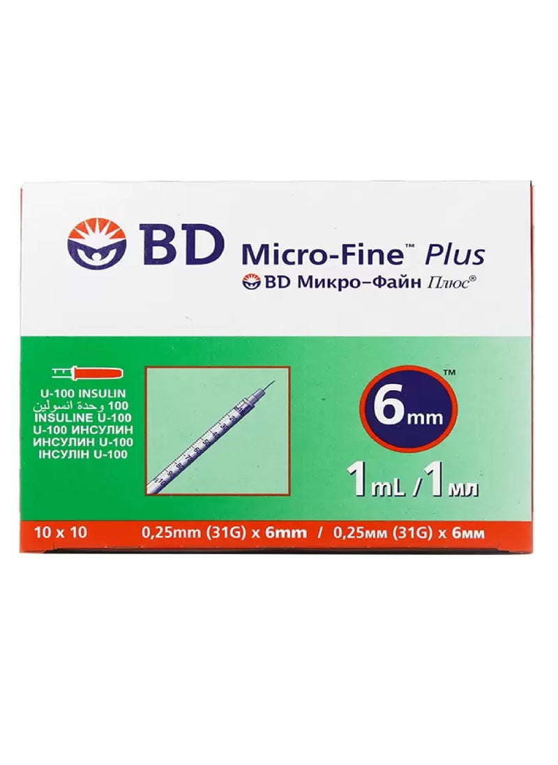 BD Micro-Fine Plus Insulin 1Ml Syringe 31Gx6Mm 100Pcs  - Image 1