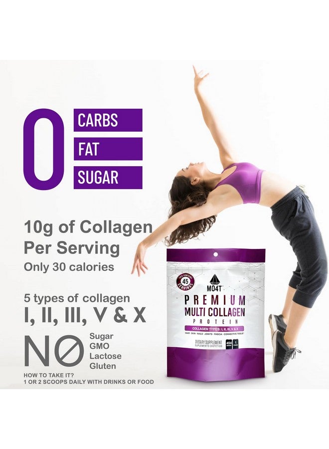 MOMOF4TRANSFORM MOMOF4TRANSFORM MO4T Hydrolyzed Multi Collagen Powder -Collagen Protein- Collagen Peptides-Type 1,2,3,5,10 -Sugar-Free, (1 Pound) Hair, Skin & Nail, Paleo & Keto, Non-GMO  - Image 5