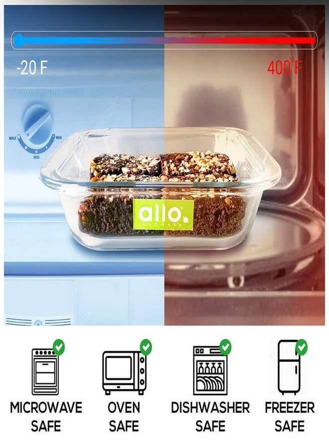 Allo Borosilicate Square Glass Baking Dish, Baking Tray, Oven and Microwave Safe, Set of 2 900ml, 1800ml, Transparent - Image 3