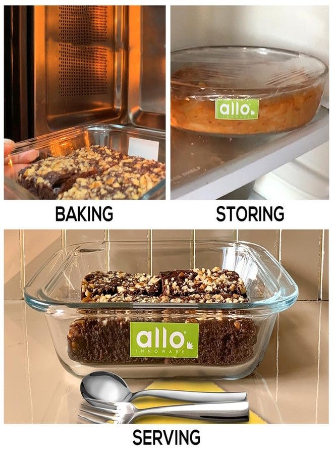 Allo Borosilicate Square Glass Baking Dish, Baking Tray, Oven and Microwave Safe, Set of 2 900ml, 1800ml, Transparent - Image 4