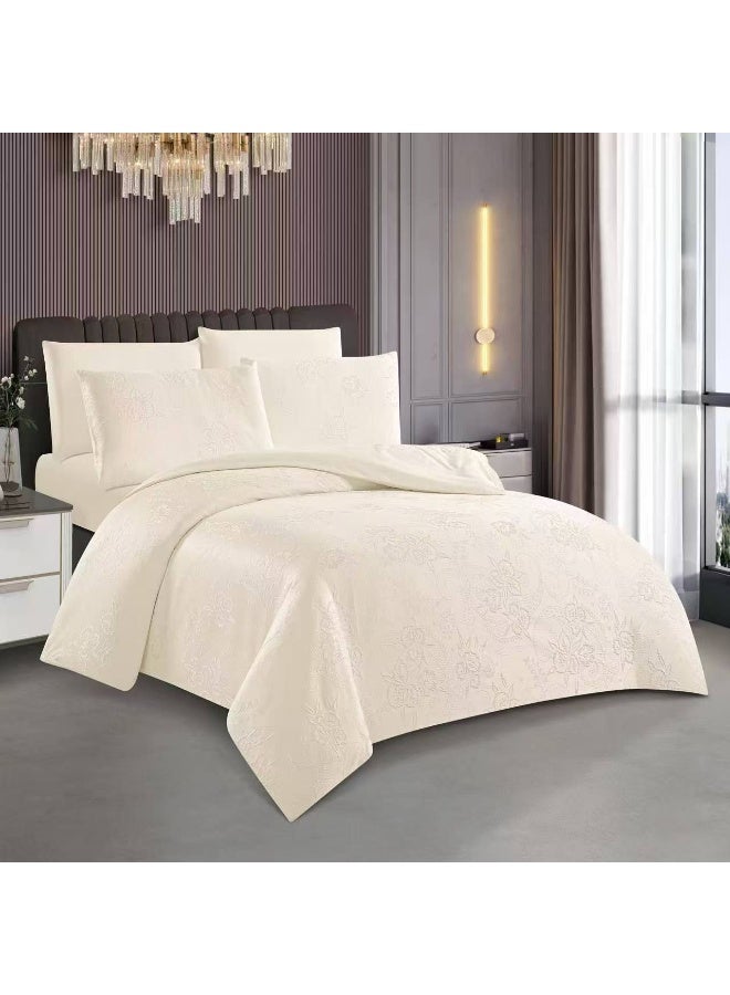 6 pcs Luxury Jacquard King Size Comforter Set – Elegant Embossed Design, Soft & Cozy All-Season Bedding