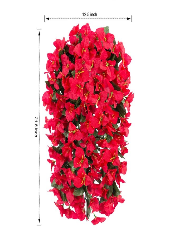 HyeFlora Bougainvillea Artificial Hanging Flowers Plants for Outdoors Decoration, 2pcs Red Fake Flowers Silk Bougainvillea Vines Realistic UV Resistant Faux Flowers for Outside Planters Porch Patio - Image 5
