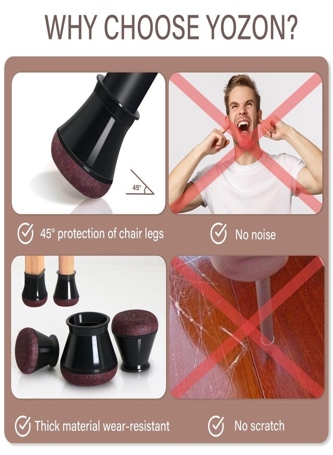YOZON Chair Leg Floor Protectors for Hardwood Floors Felt Furniture Pads Silicone Caps Anti-Scratch Reduce Noise Round 16 Pack Black Round Small Fit 1/2" to 3/4" (14-19mm) - Image 5