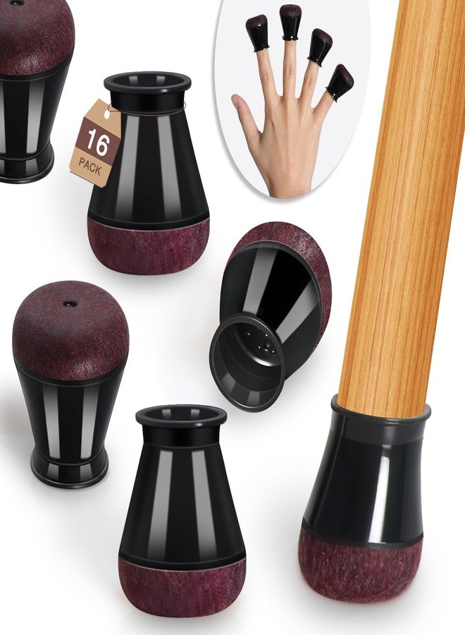 YOZON Chair Leg Floor Protectors for Hardwood Floors Felt Furniture Pads Silicone Caps Anti-Scratch Reduce Noise Round 16 Pack Black Round Small Fit 1/2" to 3/4" (14-19mm) - Image 1