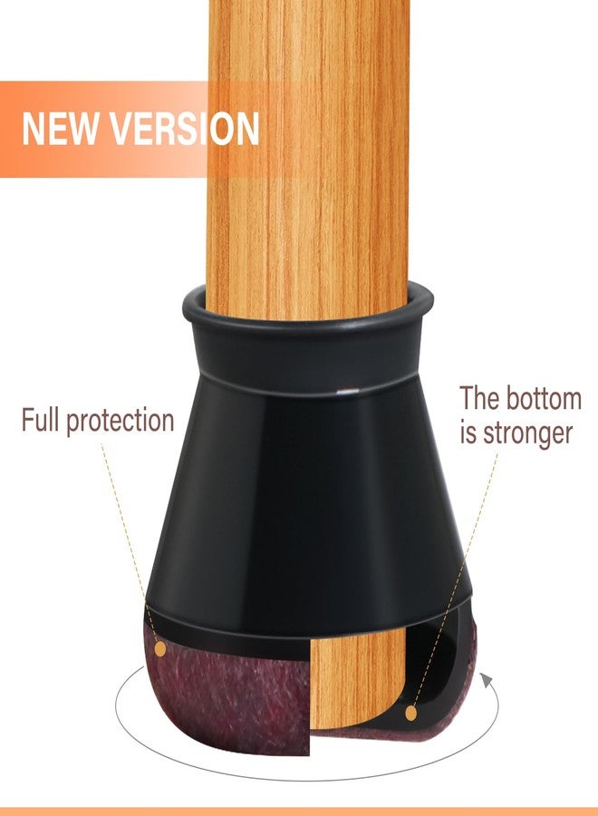 YOZON Chair Leg Floor Protectors for Hardwood Floors Felt Furniture Pads Silicone Caps Anti-Scratch Reduce Noise Round 16 Pack Black Round Small Fit 1/2" to 3/4" (14-19mm) - Image 3