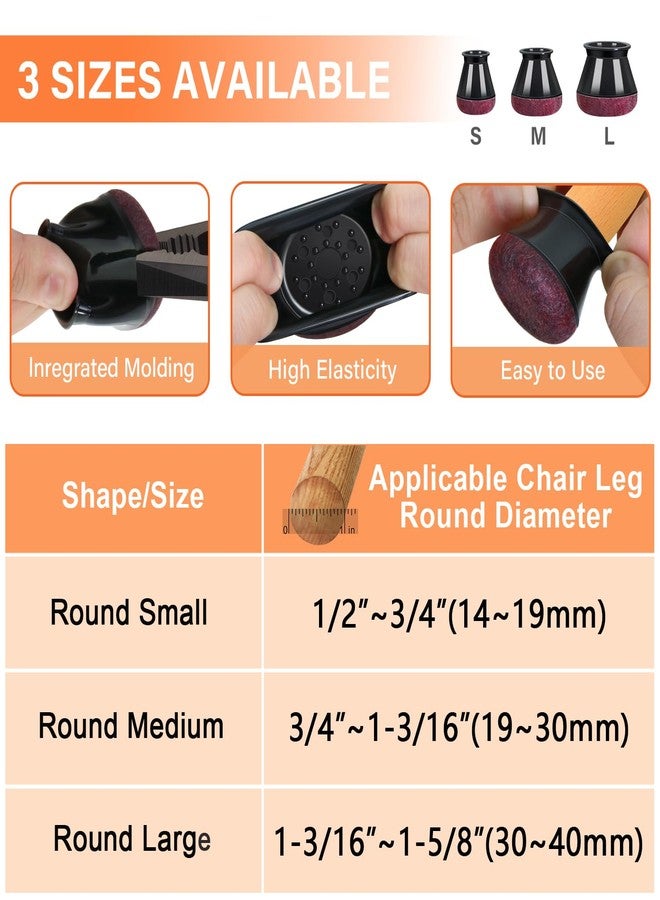 YOZON Chair Leg Floor Protectors for Hardwood Floors Felt Furniture Pads Silicone Caps Anti-Scratch Reduce Noise Round 16 Pack Black Round Small Fit 1/2" to 3/4" (14-19mm) - Image 4