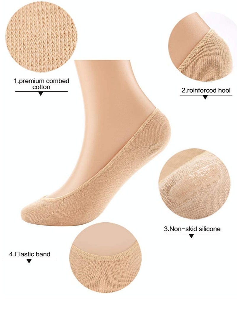 Glamroot Women's/Girl's Non Slip No Show/Liner/Footies/Foot Cover Socks (Pack Of 4) Black/Beige/White/Grey - Image 5