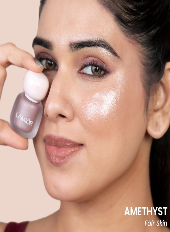 LAMIOR Face Dew Strobe Highlighter – Amethyst | Dewy-Radiant, Buildable Liquid Highlighter | Long-Wearing Mirror Shine & Electric Glow | Skincare-Infused with Ceramides, Hyaluronic Acid, Niacinamide - Image 4