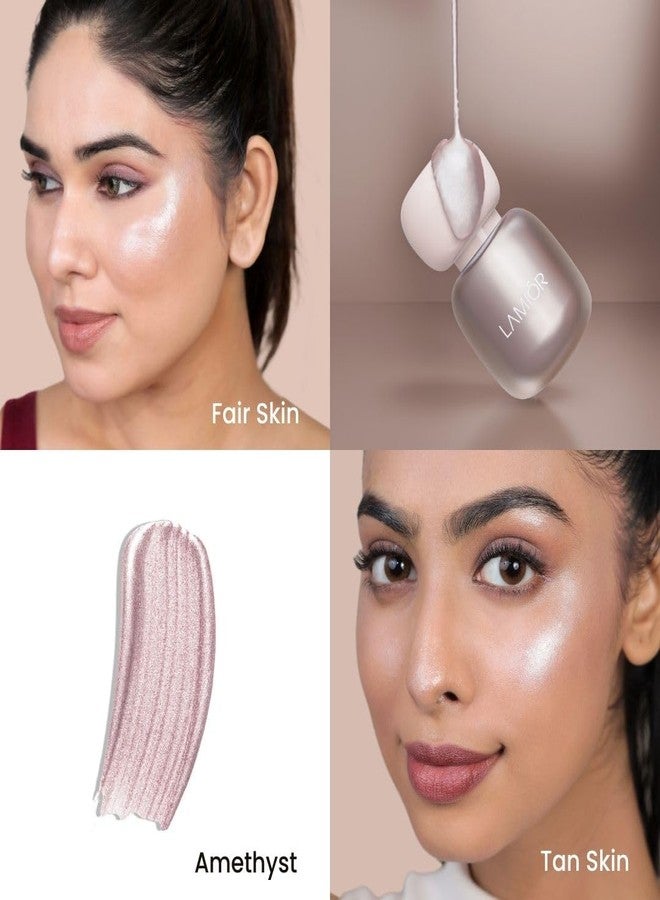 LAMIOR Face Dew Strobe Highlighter – Amethyst | Dewy-Radiant, Buildable Liquid Highlighter | Long-Wearing Mirror Shine & Electric Glow | Skincare-Infused with Ceramides, Hyaluronic Acid, Niacinamide - Image 3