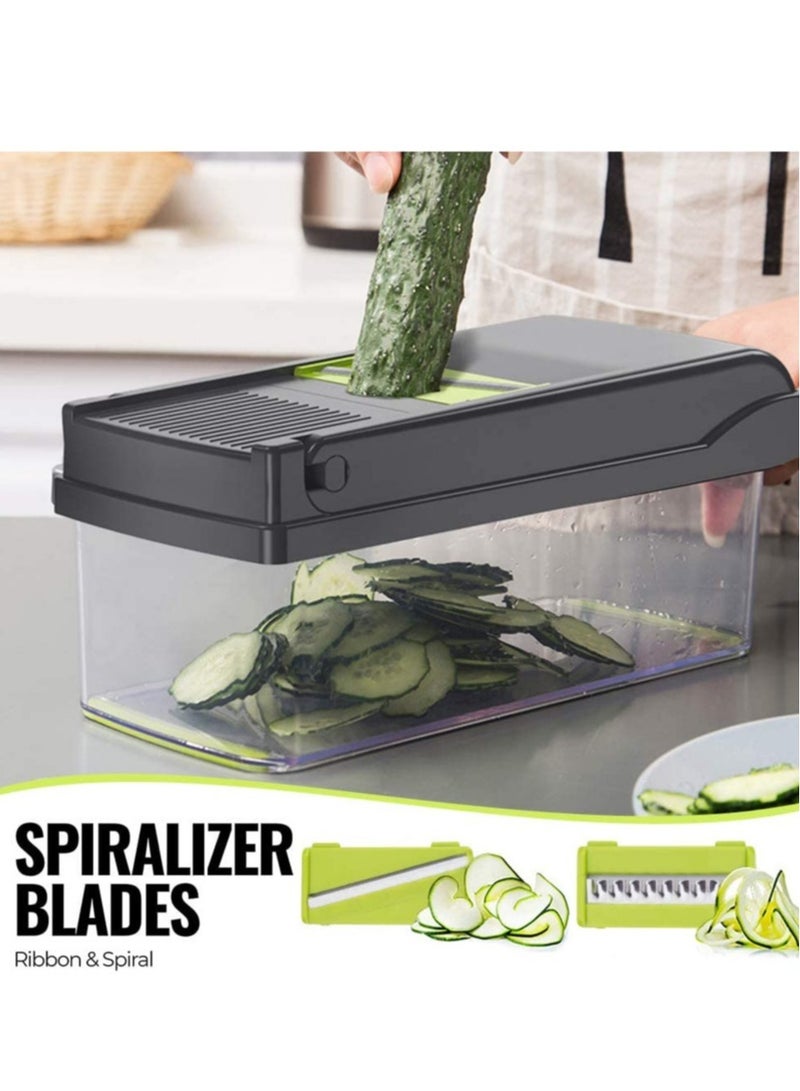 ELTRAZONE Vegetable Chopper Mandoline Slicer Cutter Chopper and Grater 11 in 1 Interchangeable Blades with Colander Basket and Container - Image 3