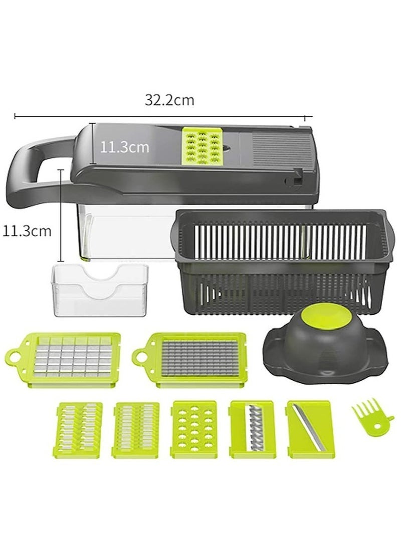 ELTRAZONE Vegetable Chopper Mandoline Slicer Cutter Chopper and Grater 11 in 1 Interchangeable Blades with Colander Basket and Container - Image 4