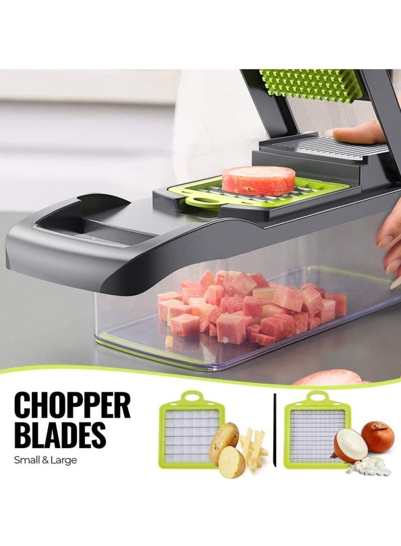 ELTRAZONE Vegetable Chopper Mandoline Slicer Cutter Chopper and Grater 11 in 1 Interchangeable Blades with Colander Basket and Container - Image 2