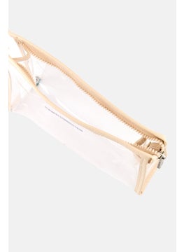 French Connection Women Brand Logo 2 In 1 Cosmetic Bag, Cream  - Image 2