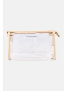 French Connection Women Brand Logo 2 In 1 Cosmetic Bag, Cream  - Image 4