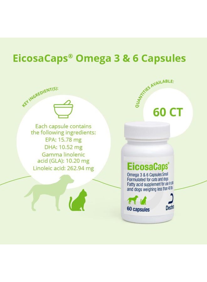 Dechra EicosaCaps Omega 3 & 6 for Dogs and Cats Under 40 lbs, 60 Capsules - Image 3