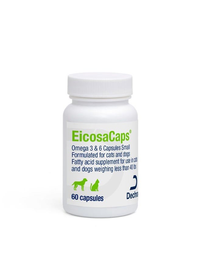 Dechra EicosaCaps Omega 3 & 6 for Dogs and Cats Under 40 lbs, 60 Capsules - Image 1