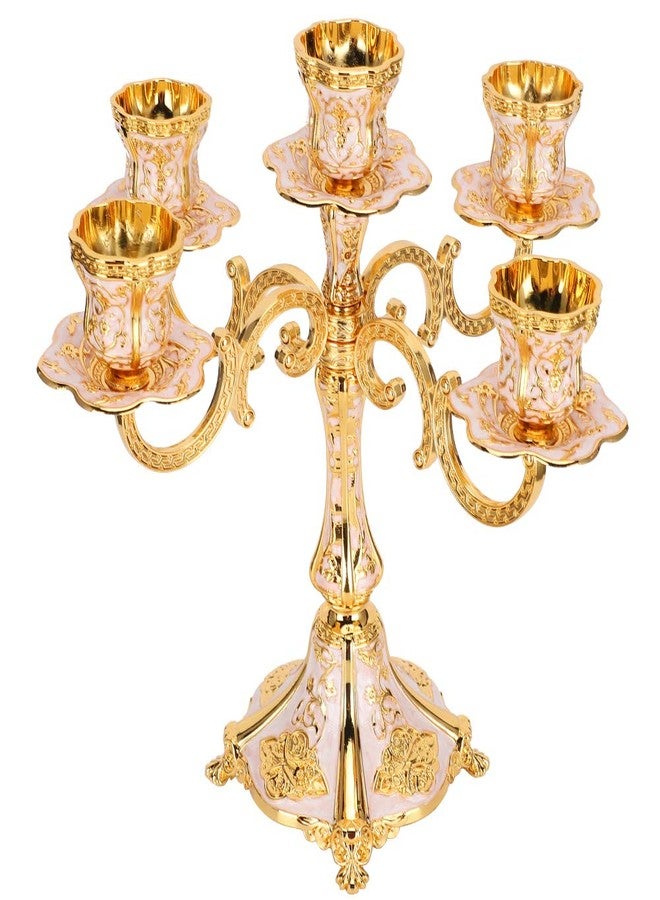 Garosa Vintage Candelabra with Rhinestones, European Style Embossed Candle Holder, Table Centerpiece for Home, Wedding Decoration - Image 2