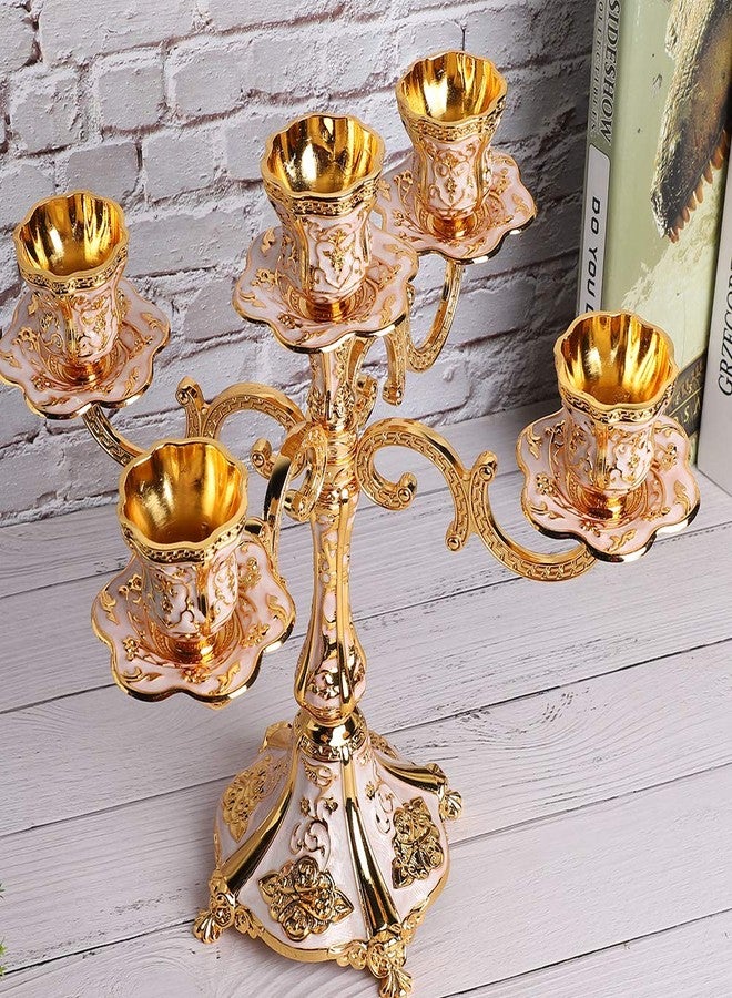 Garosa Vintage Candelabra with Rhinestones, European Style Embossed Candle Holder, Table Centerpiece for Home, Wedding Decoration - Image 5