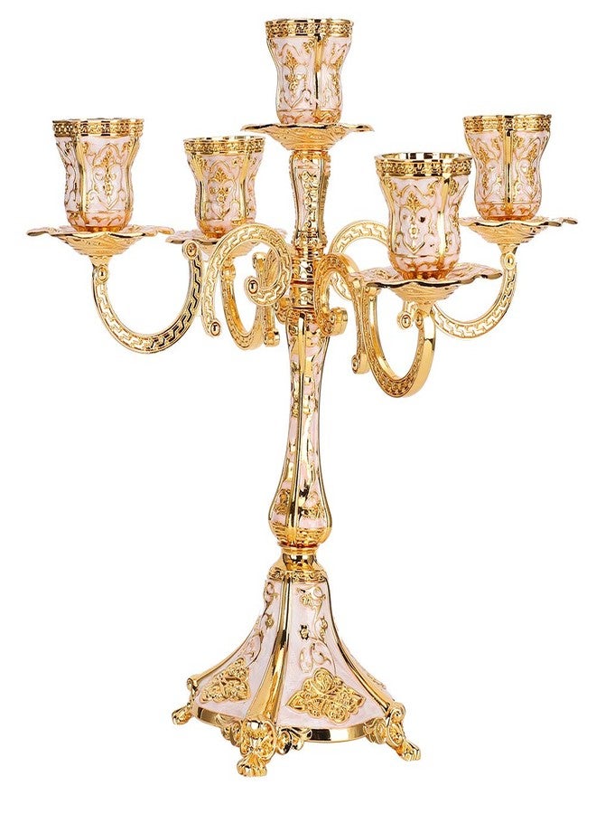 Garosa Vintage Candelabra with Rhinestones, European Style Embossed Candle Holder, Table Centerpiece for Home, Wedding Decoration - Image 1