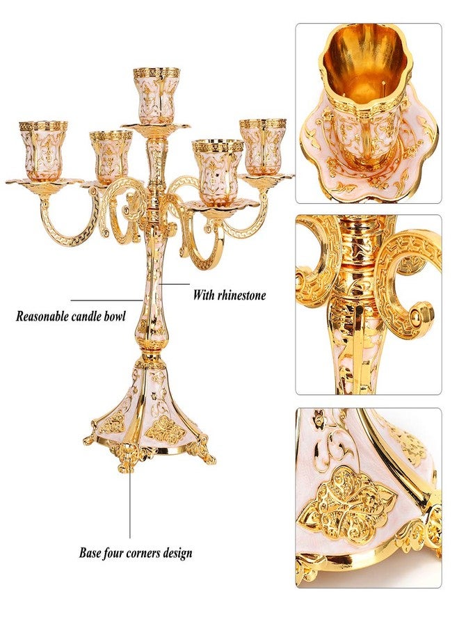 Garosa Vintage Candelabra with Rhinestones, European Style Embossed Candle Holder, Table Centerpiece for Home, Wedding Decoration - Image 3