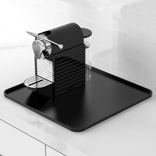 Garolue Silicone Coffee Mat1616 Waterproof Heat Resistant Bar Mat for Espresso Machine Station AccessoriesNon Slip Dish Drying Mat for Kitchen CounterHome Decor EssentialsBlack - Image 1