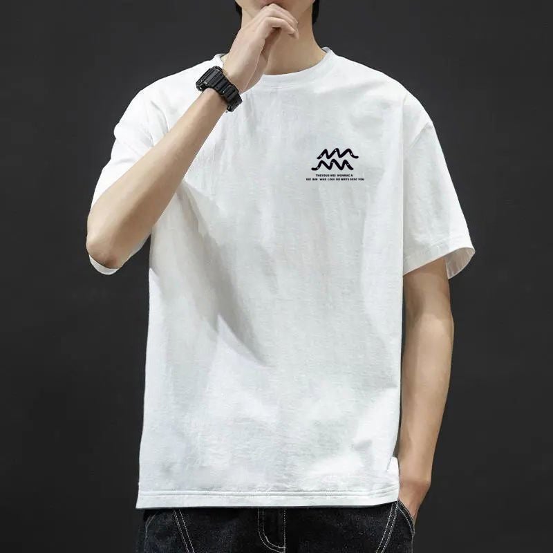 2023 Summer Short-Sleeved Men'S T-Shirt Base Shirt Printed All-Match Top Clothes Round Neck Slim-Fit Short-Sleeved Casual T-Shirt - Image 1