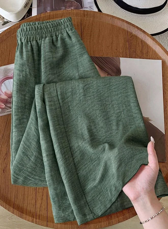Take Two Green Solid Wide Leg Pants