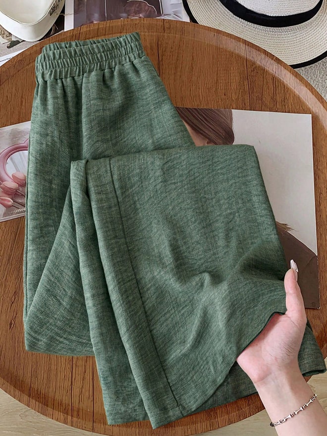 Take Two Green Solid Wide Leg Pants - Image 1