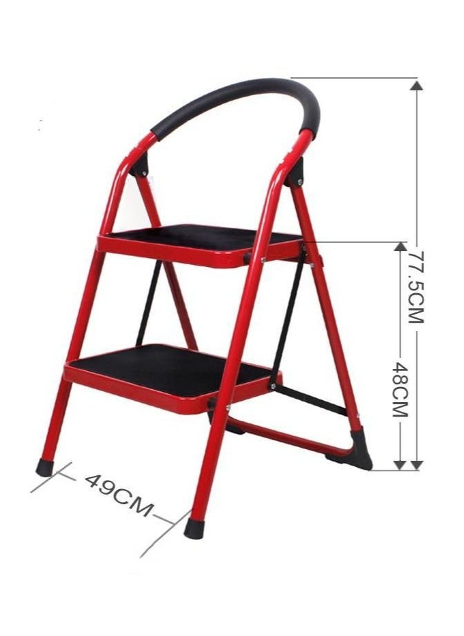 Ladders Step Foldable Ladder Folding 2 Steps Stool with Wide Anti-Slip Pedal Home  Steps Sturdy Steel Ladder Handy Handle Portable Steel Step Stool