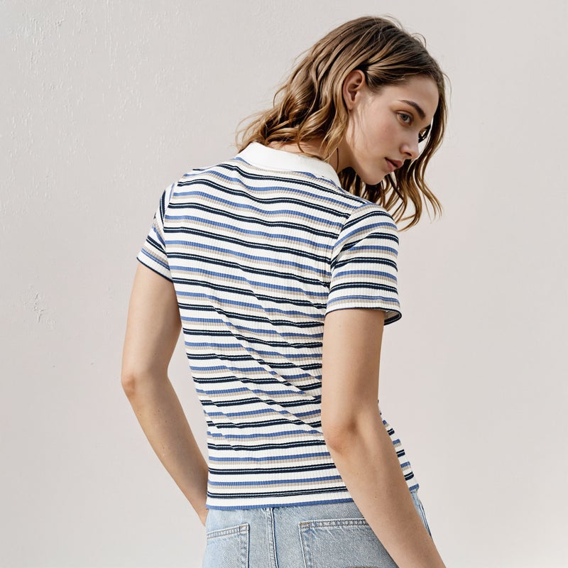 تواكستريمز تيشيرت بولو مخطط - Image 3