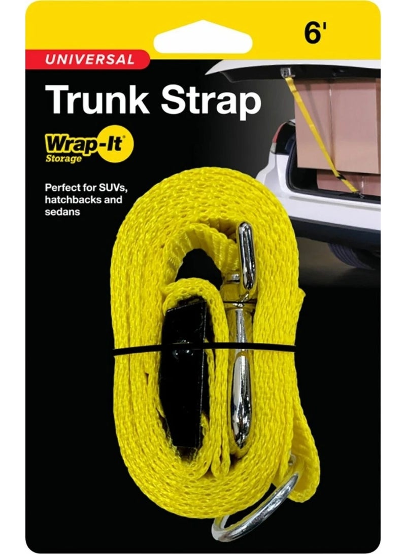 Wrap-It Storage Universal Trunk Strap Yellow Perfect For SUVs Hatchbacks & Sedans 6Ft - Image 1