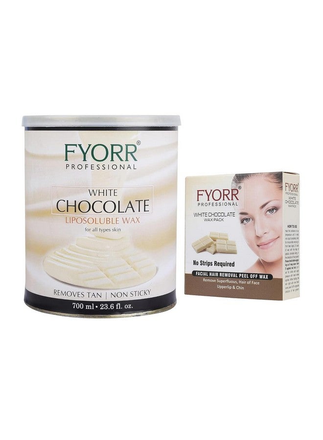 FYORR White Chocolate 700ml Liposoluble Milk Body Wax and 80gram Facial Katori Peel-Off Wax For Eyebrow/Upper Lips/Chin/Facial Hair - Image 1