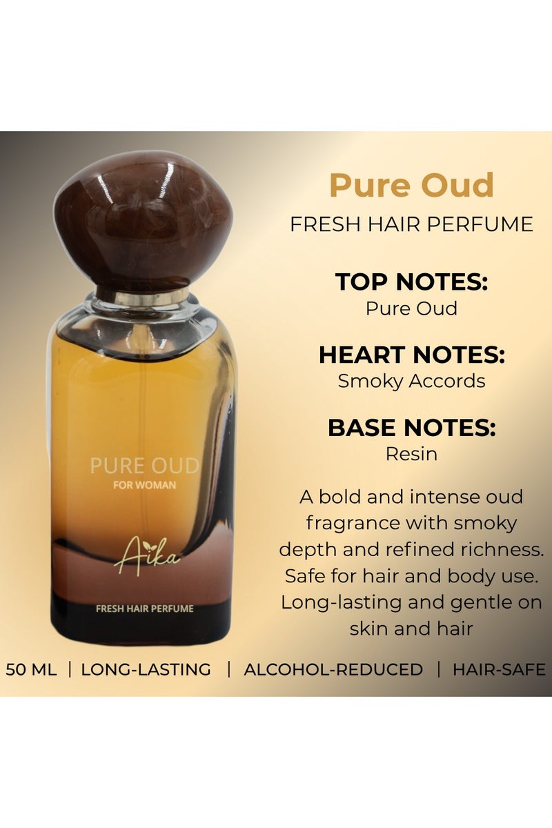 ايكا عطر أيكا ٥٠ مل برائحة العود النقي للنساء، عطر يدوم طويلاً للجسم والشعر، عطر خالٍ من الكحول للنساء بمزيج شرقي من العود والعنبر والبخور - Image 4