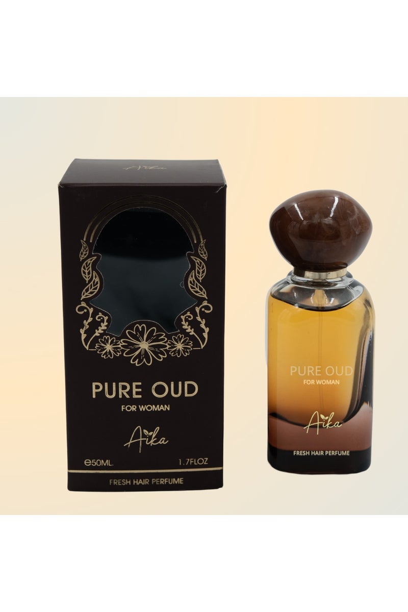 ايكا عطر أيكا ٥٠ مل برائحة العود النقي للنساء، عطر يدوم طويلاً للجسم والشعر، عطر خالٍ من الكحول للنساء بمزيج شرقي من العود والعنبر والبخور - Image 1