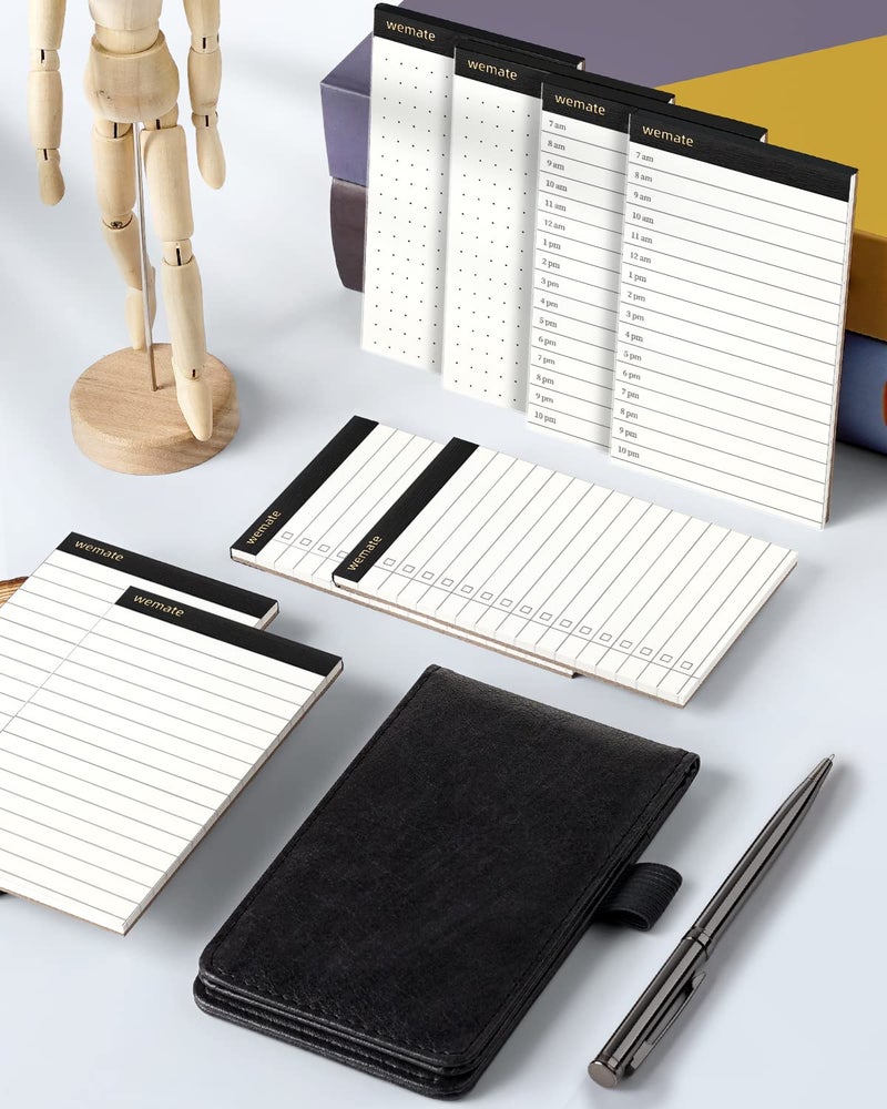 WEMATE 10 Pieces Small Notepad Holder Set Pocket Notebook - Included Mini Pocket Notepad Holder Set with 8 Memo Book Refills and Metal Pen for Meetings, Daily Records, and Notes 3 x 5 Inch (Black) - Image 5