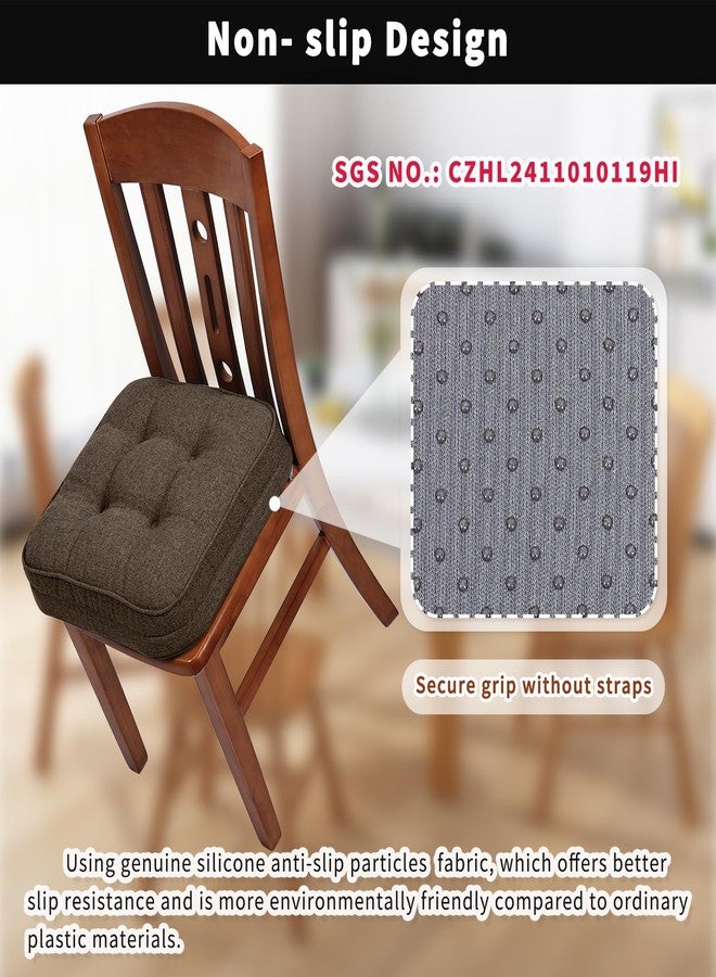 GOFORIT Tufted Shredded Memory Foam Chair Pads，Kitchen Chair Cushions for Dining Chairs,Non-Slip Seat Cushions with Removable Cover,16'' x 16'', Brown - Image 3