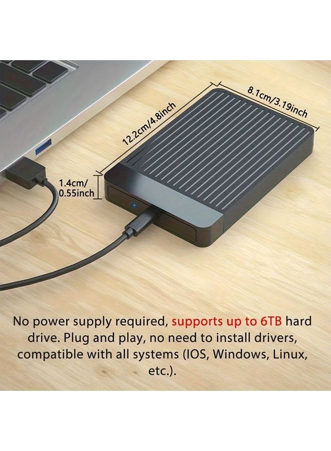 علبة القرص الصلب USB 3.1 سعة 6 تيرابايت لحاوية تخزين خارجية لمحركات أقراص SSD و HDD مقاس 2.5 بوصة - Image 3