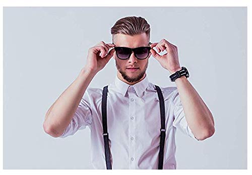 CLOTHERA Pack of 2 Adjustable Elastic Y Back Style Suspenders for Men - Black - Image 4