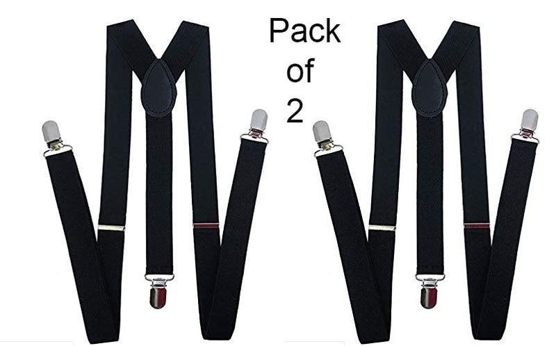 CLOTHERA Pack of 2 Adjustable Elastic Y Back Style Suspenders for Men - Black - Image 5