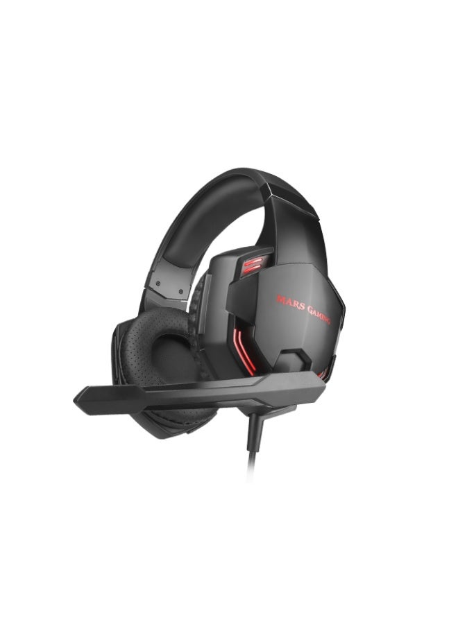 Mars Gaming MHXPRO71 Wired On-Ear Gaming Headset with Surround Sound, High-Precision Drivers, Adjustable Microphone, Soft Cushioned Earcups – Black - Image 1