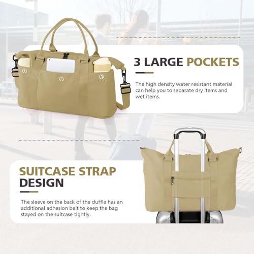 TOPBAG Travel Duffle Bag, Waterproof Weekender Bag Carry On Tote Bags for Women, Travel Essentials Sport Gym Bag for Men, Hospital Bag for Labor and Delivery, Overnight Bag Luggage Bag with Trolley Sleeve - Image 5