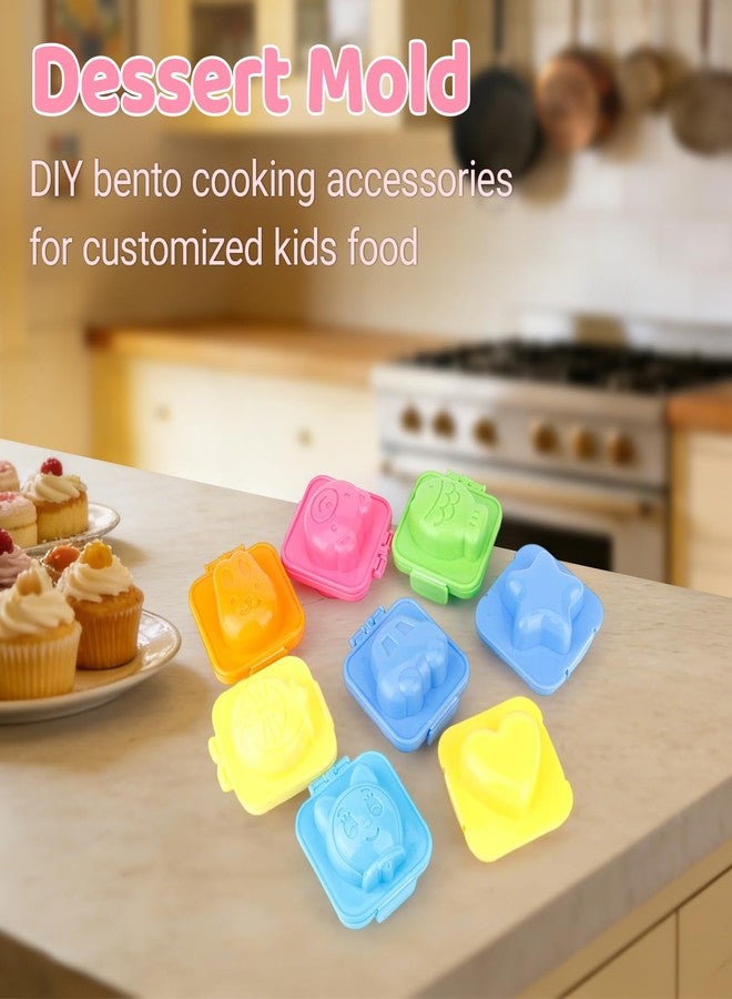 Jerliflyer 8pcs Square hard boiled egg mold,non stick silicone cartoon cute sushi rice ball mold, DIY bento cooking accessories for customized kids food - Image 4