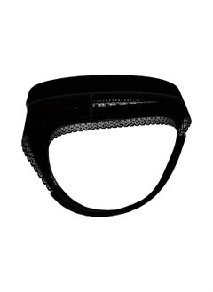 TOMMY HILFIGER Women's Tonal Logo Lace Thong - Nylon, Black  - Image 3