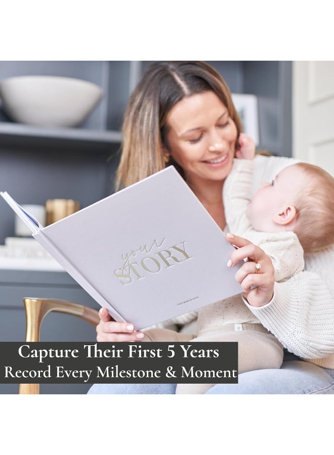 Bibi & Beau Baby Book Baby Memory Book - Your Story - Baby Girl Baby Boy Milestone Book Photo Album - Keepsake Gift for Newborns, Great For Baby Showers (Gray) - Image 2