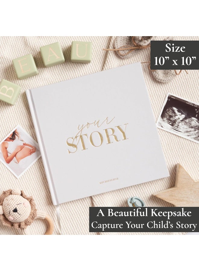 Bibi & Beau Baby Book Baby Memory Book - Your Story - Baby Girl Baby Boy Milestone Book Photo Album - Keepsake Gift for Newborns, Great For Baby Showers (Gray) - Image 3