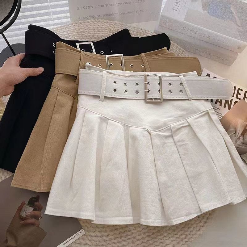 High-Waisted Pleated Skirt For Women 2025 Autumn New Korean Style Student Pink Versatile Slimming Look Anti-Exposure Short Skirt - Image 4